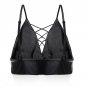 Sexy Women Cut Out Bandage Cross Bralette PU Leather Crop Tank Top Cami Club Bra