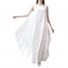 Summer Women Flax Sleeveless Long Dresses Femme Casual Retro Dresses Solid Color Vestidos