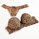 Women Lace Sexy Leopard Gold Color Bra Set Bra Brief Sets Plus Size A B C Push Up Bras and Panties S
