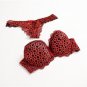 Women Lace Sexy Leopard Gold Color Bra Set Bra Brief Sets Plus Size A B C Push Up Bras and Panties S