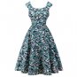 Women\'s Summer Dess Fashion Dresses Round Collar Sleeveless Sexy Print Casual Wear Retro Dresses B