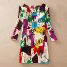 Plus Size Women Clothing Classic Printing Women Dresses Fashion O-Neck Slim Bandage Dress Casual Lon