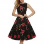 Summer Vintage Large Swing Dress Classic Printing Party Dress Casual Sleeveless Sexy Dress Fashion O
