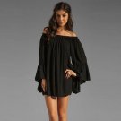 Dress in the summer of 2017 the new Europe and the United States a word shoulder loose lotus leaf sl