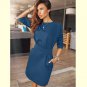 Casual Half Sleeve Straight Dress 2018 Summer Women\'s Pocket O-neck Batwing Sleeve Ukraine Evening