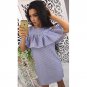 Fashion Ruffles Blue Striped Summer Dress 2017 Women Casual O-Neck Off Shoulder Butterfly Sleeve Par