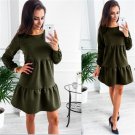 Womens Dresses New Arrival 2017 Long Sleeve Autumn Dress Long Sleeve Loose Casual Mini Dress Plus Si