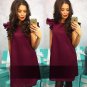 Lovely Butterfly Sleeve Loose Straight Dress 2018 Spring Summer Women\'s Solid Color Ruffles Beach P