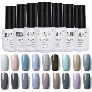 Rosalind Classic Grey Color Series Brand UV Gel Nailpolish Soak Off Long Lasting LED Lamp Nails Varn