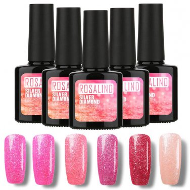 ROSALIND 10ml Starry Shining Colorful Nail Gel Polish Long-Lasting UV Nail Gel Polish Soak off Gel P