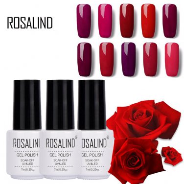 Rosalind Brand Wine Classic Red Nail Art Gel Cosmetics for Women 7ml Soak Off LED Red Series UV Nail