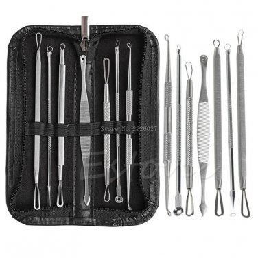 7Pcs/1set Blackhead Remover Cleaner Tool Acne Blemish Needle Pimple Spot Extractor Makeup Facial Fac