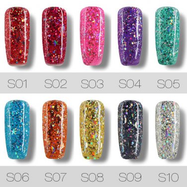 Roslind 1 Pcs 12 colors 7ml Star Moon glitter UV LED Soak-Off Nail Gel Polish Fashion Black Bottle N