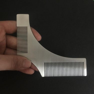 Stainless Steel Beard Shaping Tool Beard Modeling Template Carding Tool Beard Comb for Men\'s Shavin