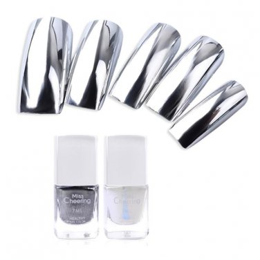 Misscheering Silver Mirror Nail Polish Base Coat Peel Off Metal Nail Varnish Metallic Manicure Nail 