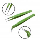 2 PCS Anti-Static Stainless Steel eyelash extention Tweezers Eyelash Curler Clip Plucking Women Beau