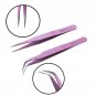 2 PCS Anti-Static Stainless Steel eyelash extention Tweezers Eyelash Curler Clip Plucking Women Beau