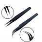 2 PCS Anti-Static Stainless Steel eyelash extention Tweezers Eyelash Curler Clip Plucking Women Beau