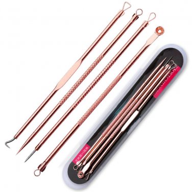 4pcs/set Professional Dual Heads Acne Needle Blackhead Blemish Pimple Extractor Remover Spot Cleaner