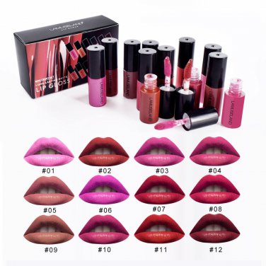 Travel Kit Long-Lasting Waterproof Lipstick Matte Mini Lip Gloss Demo Set 12 Colors 3.5g Lips Makeup