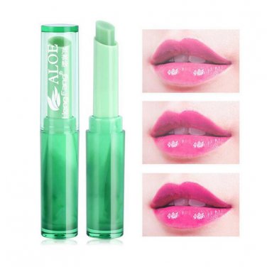 Waterproof Natural Aloe Vera Gel Nourishing Color Changing Lipstick Portable Facial Makeup Moisture 