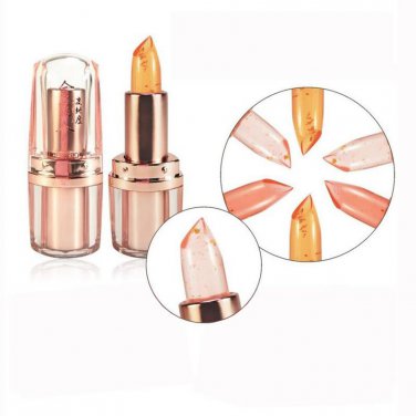 3 Colors Magic Color Temperature Change Lipstick  Beautiful Gold Foil Jelly Flower Lipstick Matte Ba