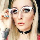 Round Cat Eye Alloy Metal Frame Sunglasses Classic Optics Eyeglasses Transparent Clear Lens Women Ma