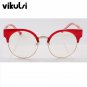 Round Cat Eye Alloy Metal Frame Sunglasses Classic Optics Eyeglasses Transparent Clear Lens Women Ma