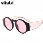 New Ladies Black Round Sunglasses Women Vintage Fashion Oversized Sun Glasses Female Eyewear Brand D