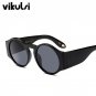 New Ladies Black Round Sunglasses Women Vintage Fashion Oversized Sun Glasses Female Eyewear Brand D