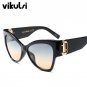 Luxury Cat eye Sunglasses For Women Brand Designer Metal Switch Mirror Sun Glasses Oversized Shades