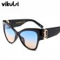 Luxury Cat eye Sunglasses For Women Brand Designer Metal Switch Mirror Sun Glasses Oversized Shades