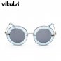 New Fashion Retro Round Letters Sunglasses Transparent Frame Tint Lens Sunglasses Trending Circle Su