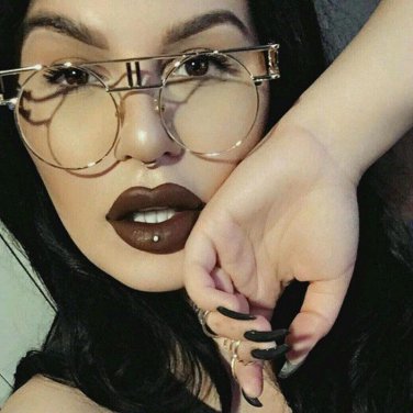 New Metal Frame Steampunk Sunglasses Clear Lens Glasses Eyewear Frame Women Brand Designer Unique Me