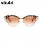 Fashion Luxury Cat Eye Sunglasses Women New Brand Designer Half Frame Crystal Diamond Clear Sun Glas