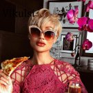 Fashion Brand Cat Eye Pink Sunglasses Woman Shades Mirror Female Rhinestone Sun Glasses For Female C