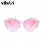 Fashion Brand Cat Eye Pink Sunglasses Woman Shades Mirror Female Rhinestone Sun Glasses For Female C
