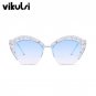 Fashion Brand Cat Eye Pink Sunglasses Woman Shades Mirror Female Rhinestone Sun Glasses For Female C