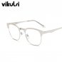 Round Clear Glasses Half Frame Eyeglasses Transparent Glasses Women Cat Eye Clear Glasses Optical Le