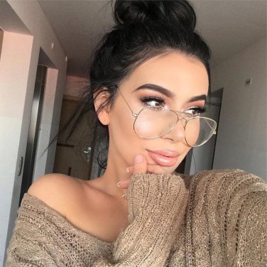 Classic Glasses Men Women Clear Lens Glasses Clear Metal Spectacle Frame Optics Myopia Eyeglasses Lu