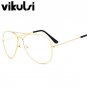 Classic Glasses Men Women Clear Lens Glasses Clear Metal Spectacle Frame Optics Myopia Eyeglasses Lu
