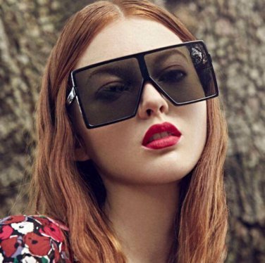 Oversized Sunglasses Women Square Flat Top White Black Big Ladies Shield Sun Glasses Female 2018 UV4