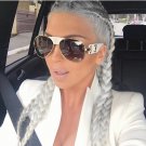 New Fashion Sunglasses Metal Leather Decoration Frame Luxury Brand Designer Women Mirror Sun Glasses