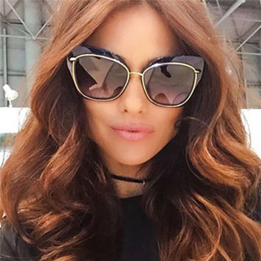 High Quality Women Cat Eye Sunglasses Fashion Style Reflective Mirror Sunglasses Metal Frame Glasses