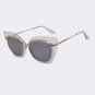 High Quality Women Cat Eye Sunglasses Fashion Style Reflective Mirror Sunglasses Metal Frame Glasses