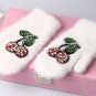 Winter Gloves Luxury Crystal Cherry decoration Rabbit fur gloves For Woman winter gloves girls Mitte