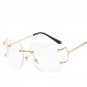 Luxury Clear Rimless Sunglasses Women Brand Designer Retro Vintage Points Summer Style Sun Glasses W