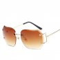 Luxury Clear Rimless Sunglasses Women Brand Designer Retro Vintage Points Summer Style Sun Glasses W
