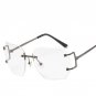 Luxury Clear Rimless Sunglasses Women Brand Designer Retro Vintage Points Summer Style Sun Glasses W