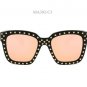 Classic Sunglasses Women Steampunk Brand Designer Rivets Decoration Acetate Frame Mirror lens Sun Gl